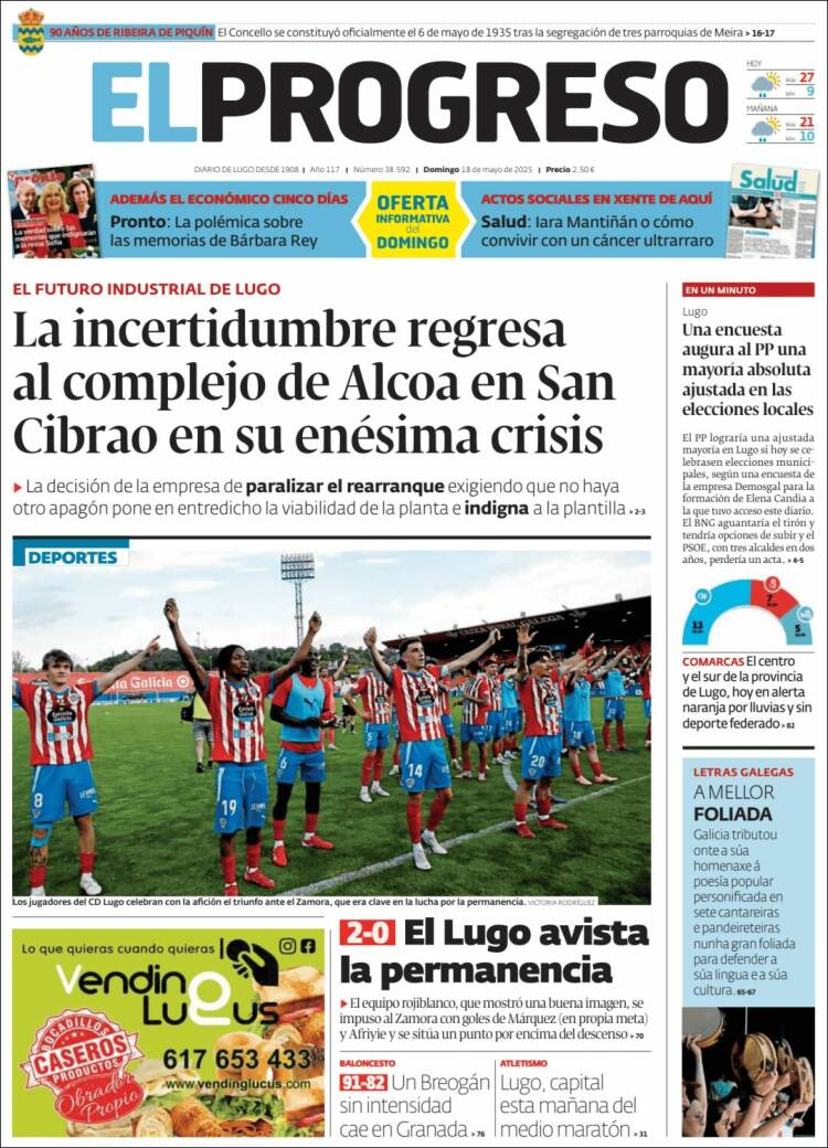 Portada de El Progreso (Espagne)