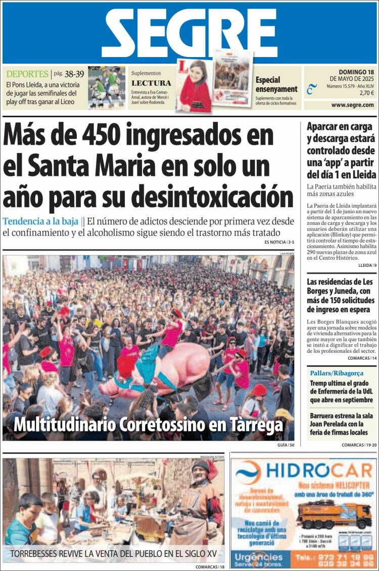 Portada de Segre  (Espagne)