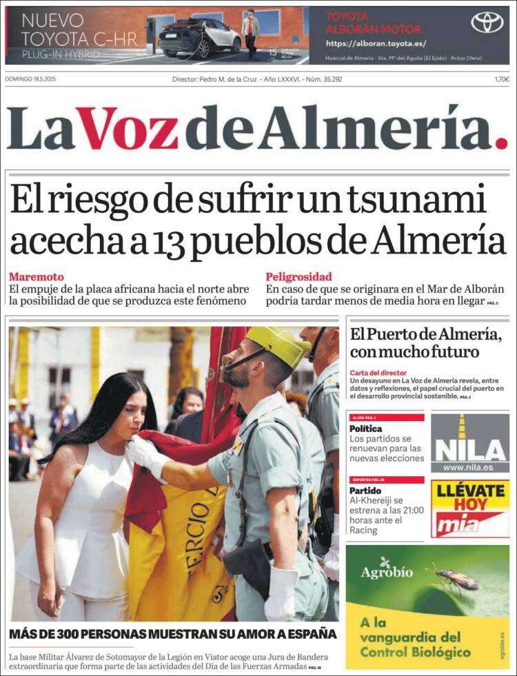 Portada de La Voz de Almería (España)