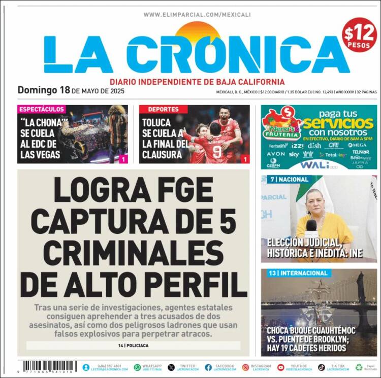 Portada de La Crónica de Baja California (México)