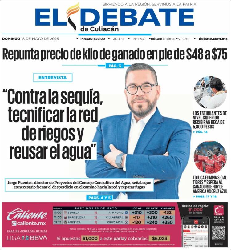 Portada de El Debate de Culiacán (México)