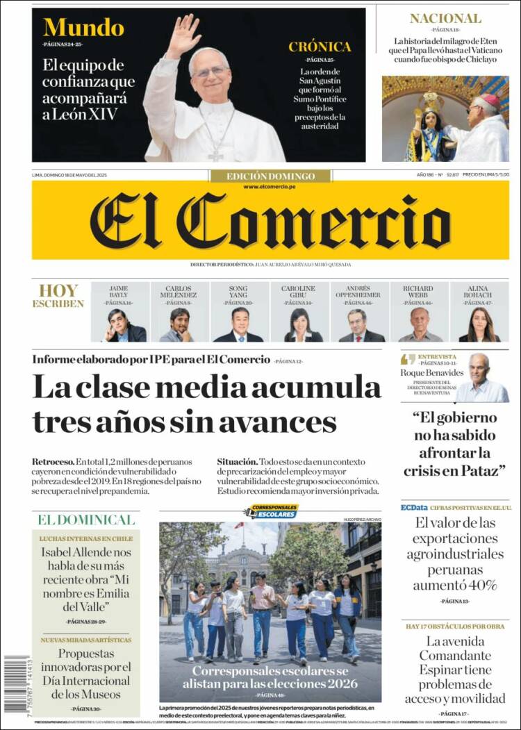 Portada de El Comercio (Pérou)