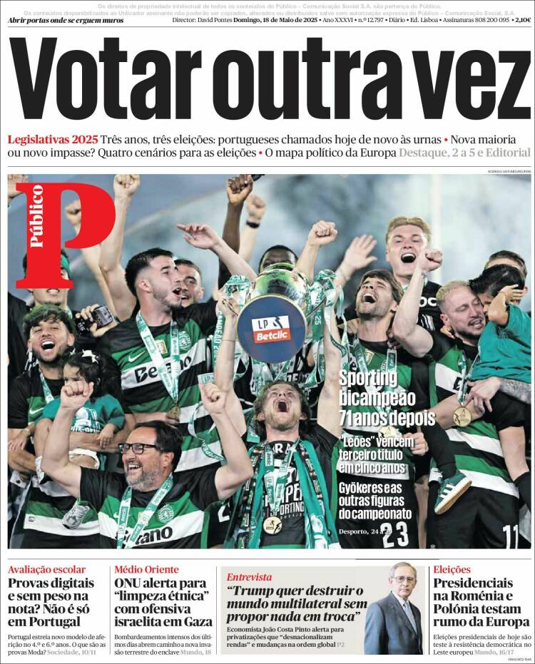 Portada de Público (Portugal)