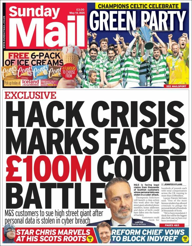 Portada de Daily Record (Reino Unido)