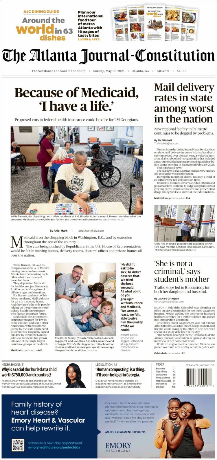 Portada de The Atlanta Journal-Constitution (USA)