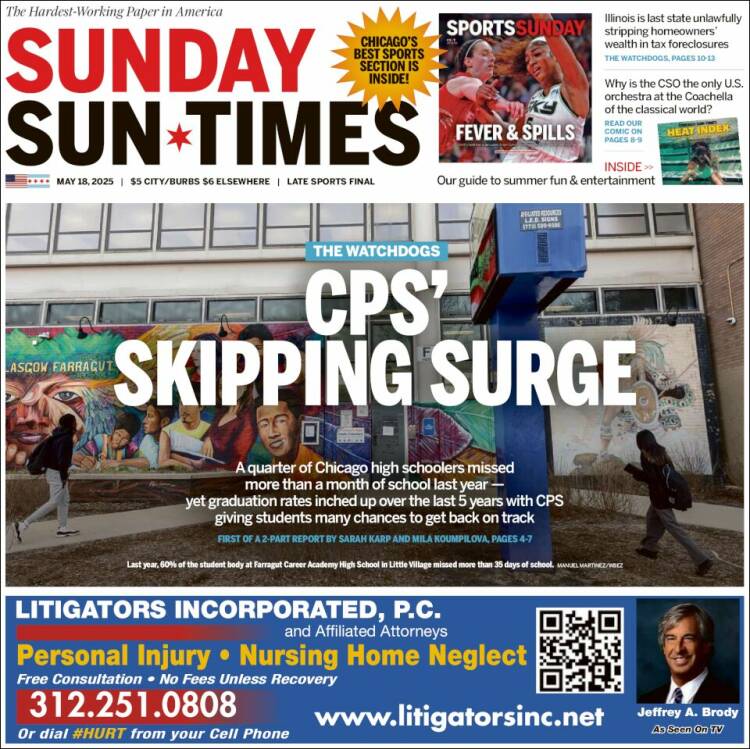 Portada de Chicago Sun-Times (USA)
