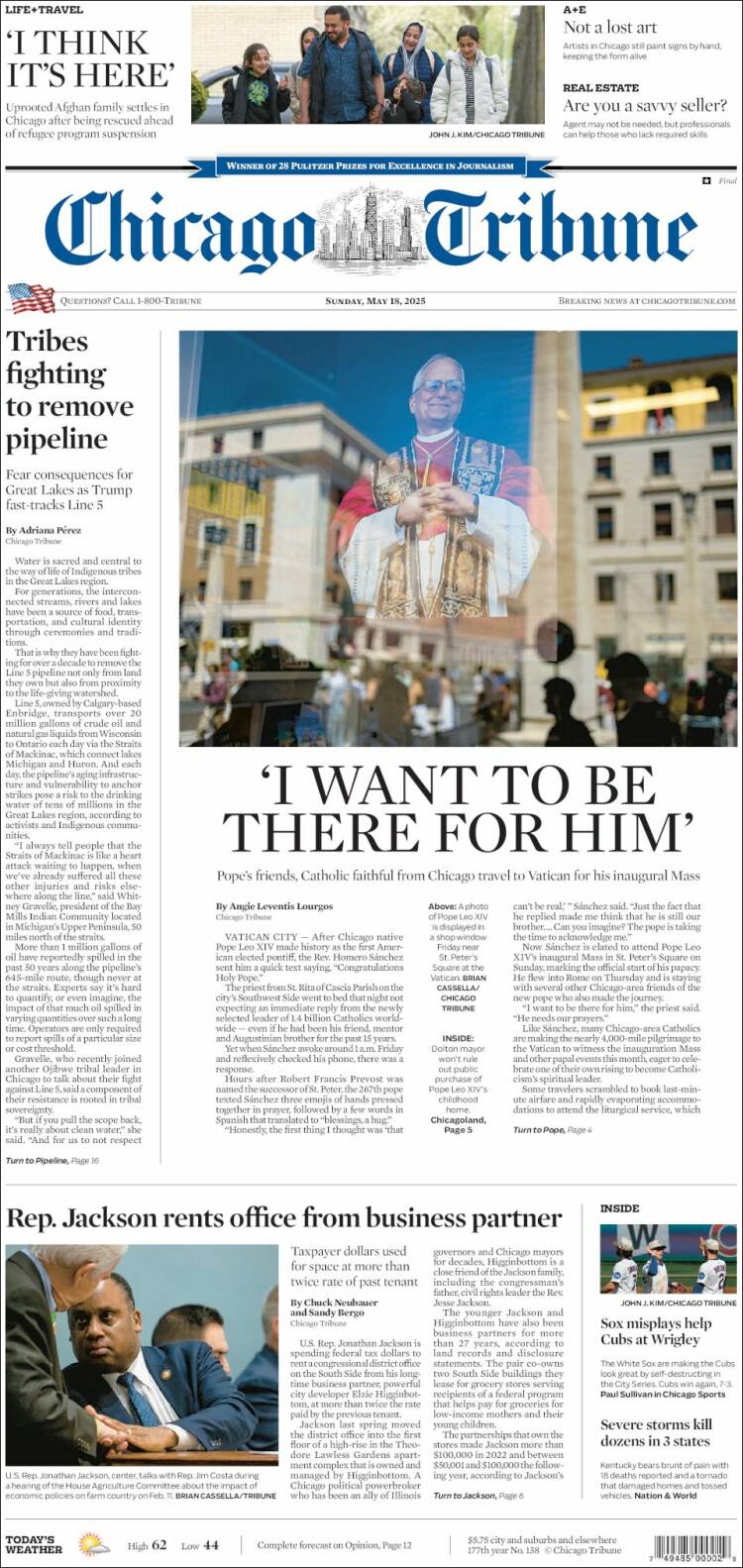 Portada de Chicago Tribune (USA)