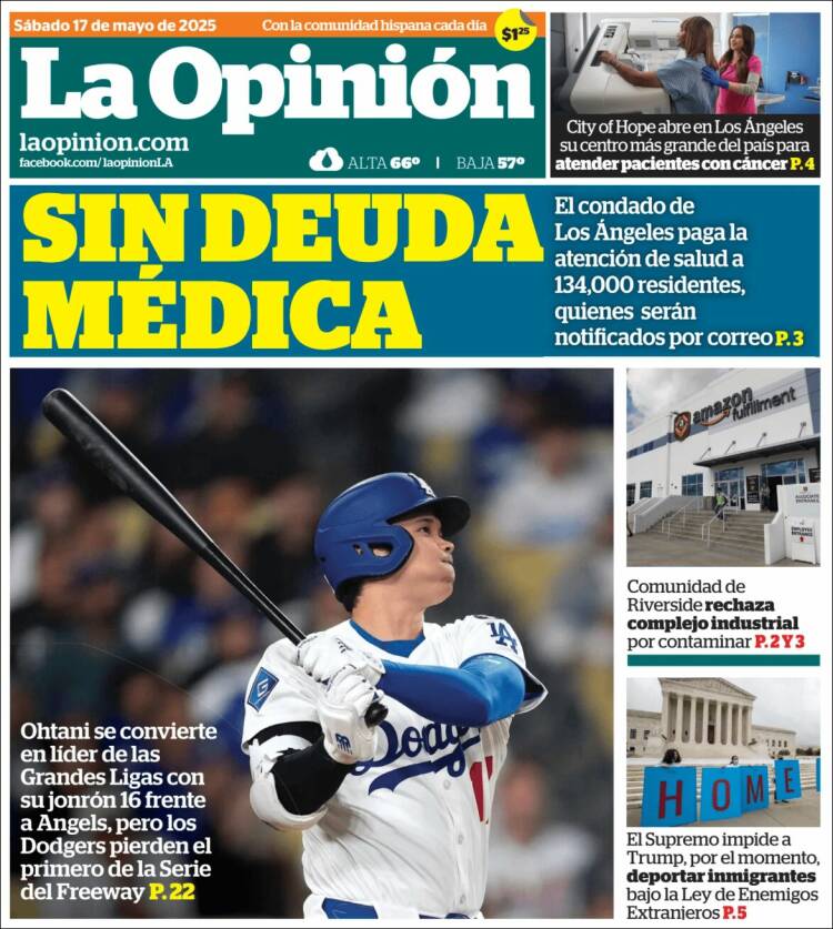 Portada de La Opinión (USA)