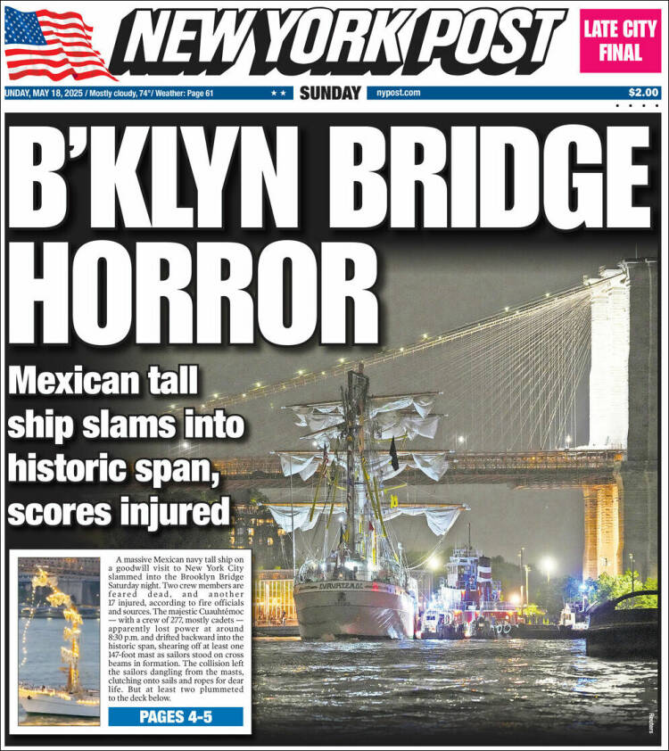 Portada de New York Post (États-Unis)