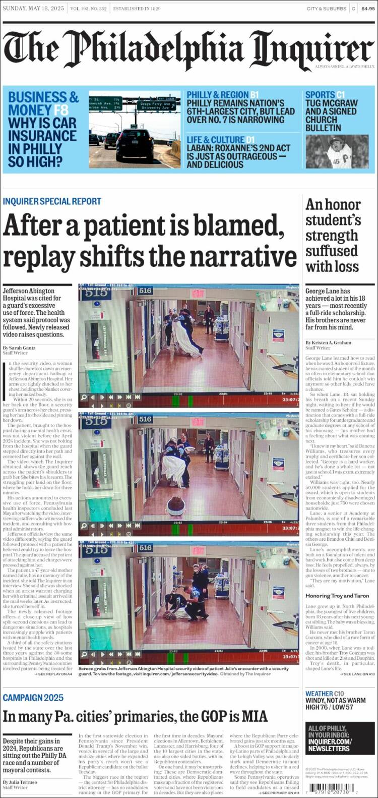Portada de Philadelphia Inquirer (USA)