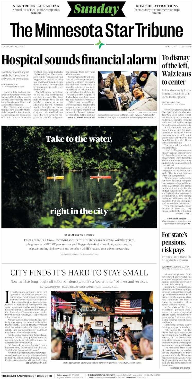 Portada de Star Tribune (USA)