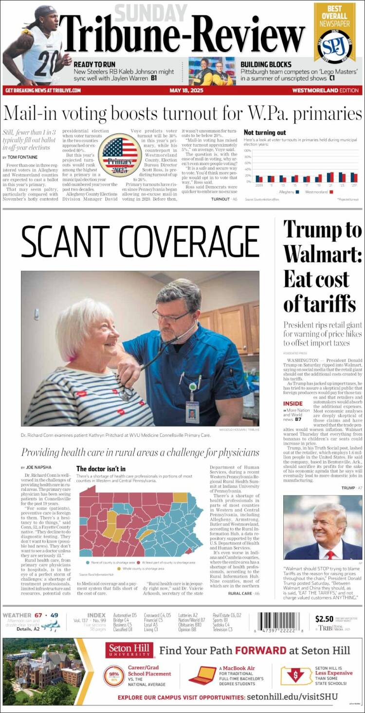 Portada de Tribune-Review (USA)