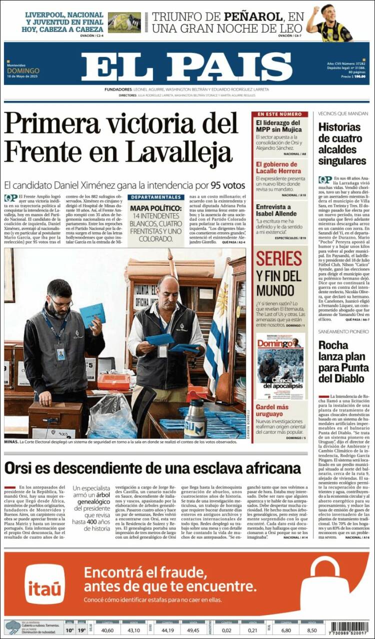 Portada de El País (Uruguay)