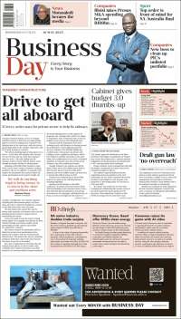 Portada de Business Day (Afrique du Sud)