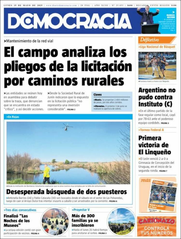 Portada de Diario Democracia (Argentine)