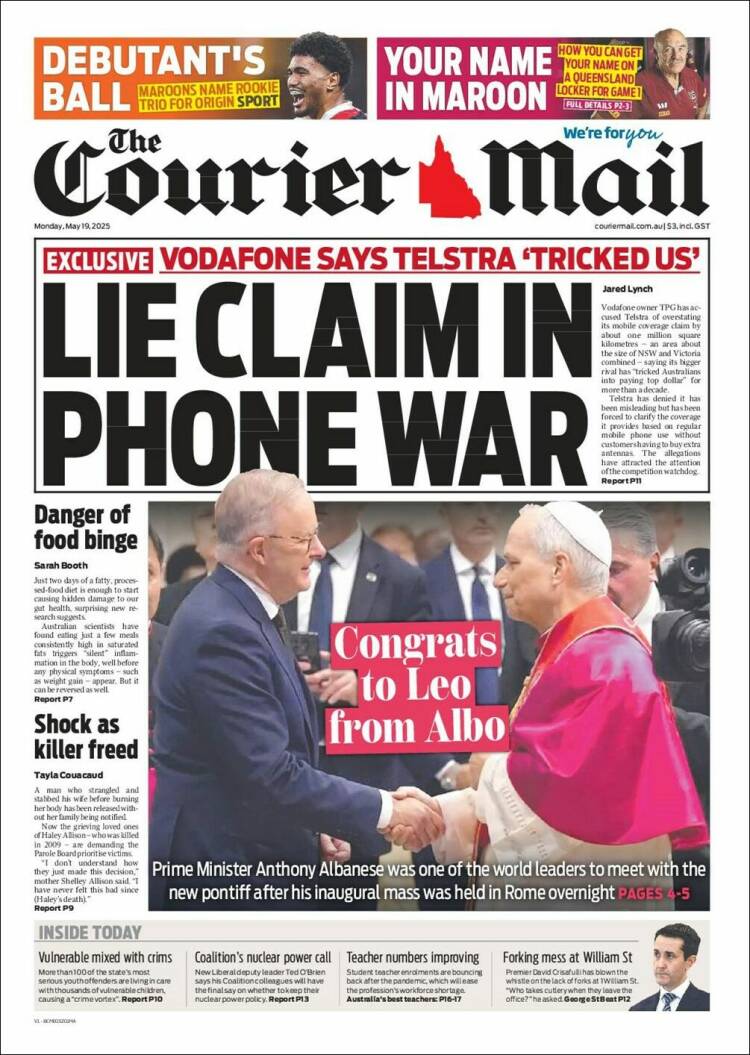 Portada de The Courier-Mail (Australie)