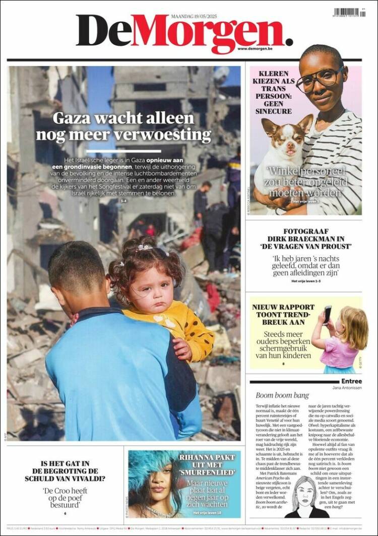 Portada de De Morgen (Belgique)