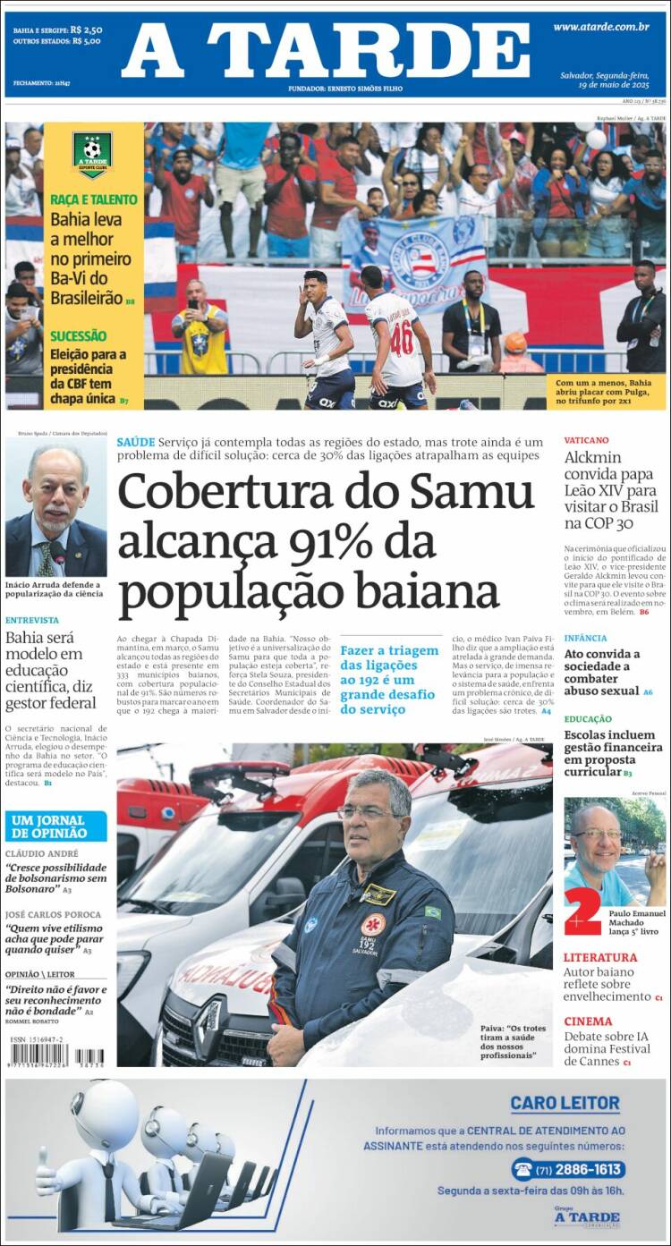 Portada de Diário A Tarde (Brésil)