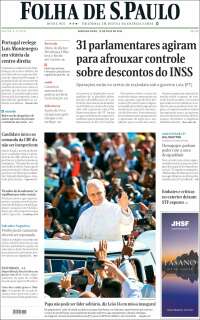 Portada de Folha de São Paulo (Brésil)