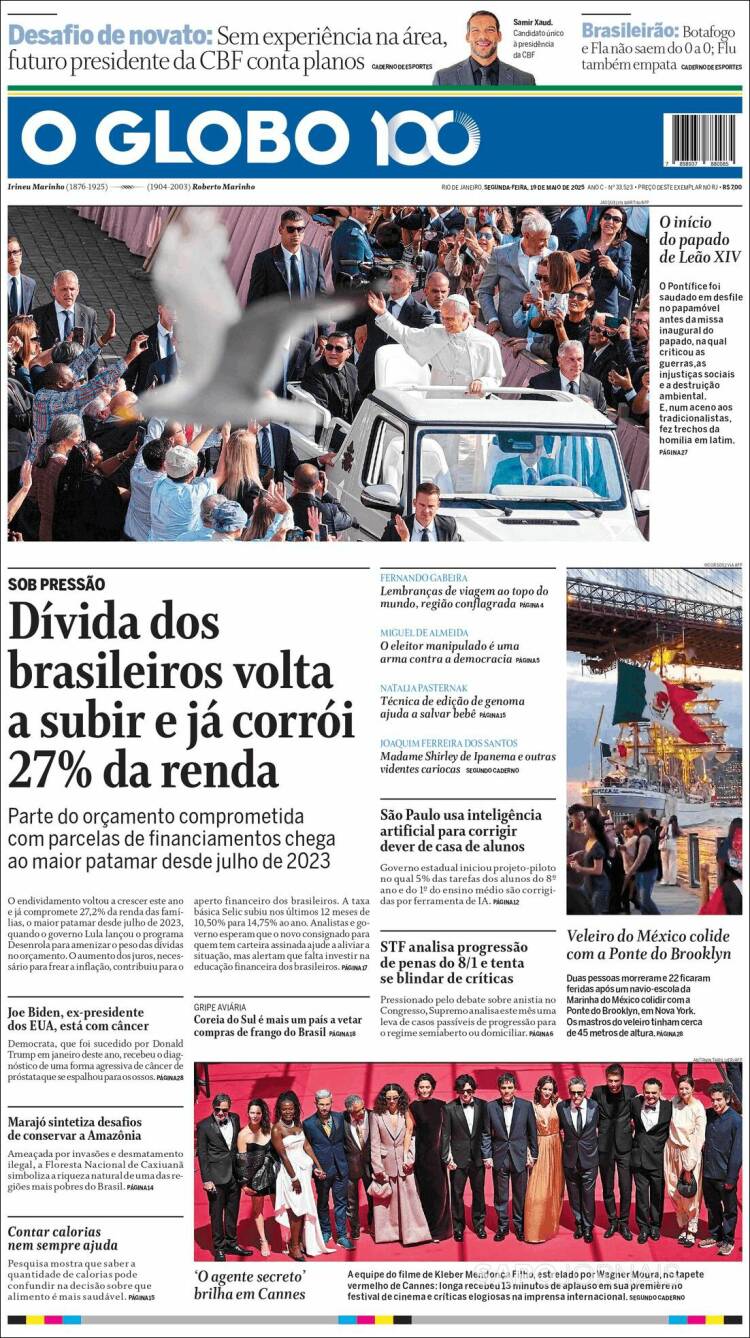 Portada de O Globo (Brésil)
