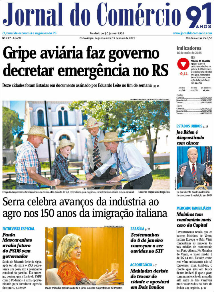 Portada de Jornal do Comércio (Brésil)