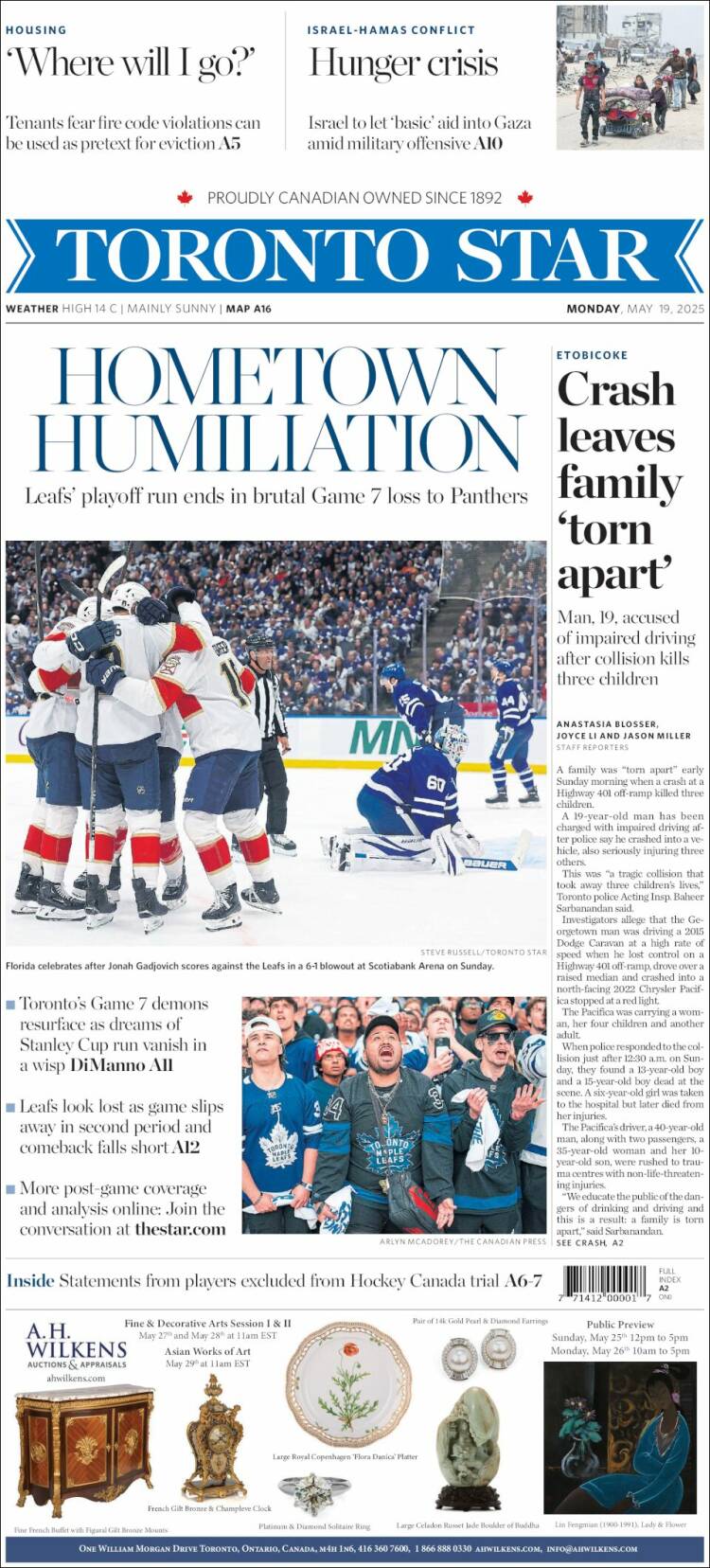 Portada de The Toronto Star (Canadá)