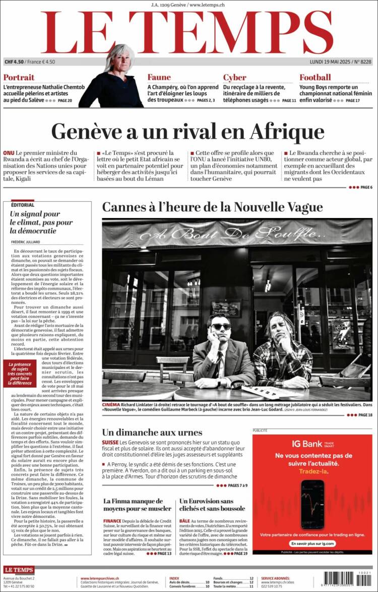 Portada de Le Matin (Suisse)