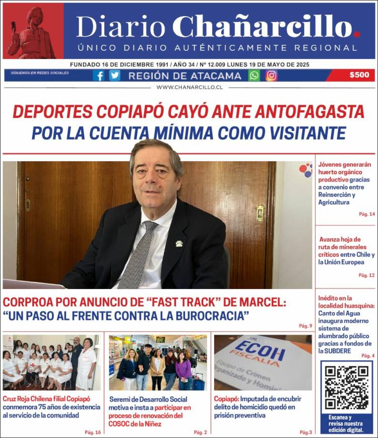 Portada de Diario Chañarcillo (Chili)
