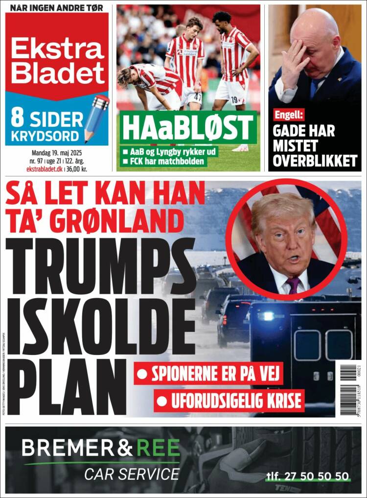Portada de Ekstra Bladet (Danemark)
