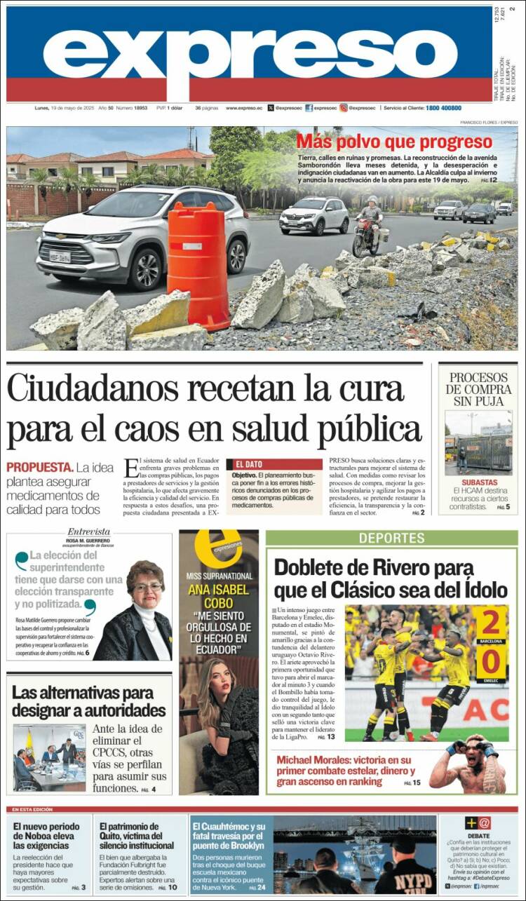 Portada de Expreso (Équateur)