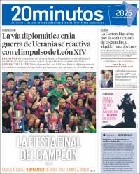 Portada de 20 Minutos - Barcelona (España)