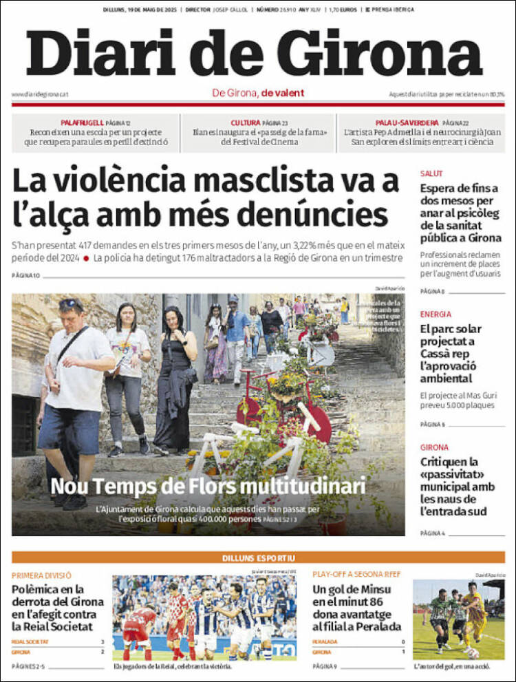 Portada de Diari de Girona (Espagne)