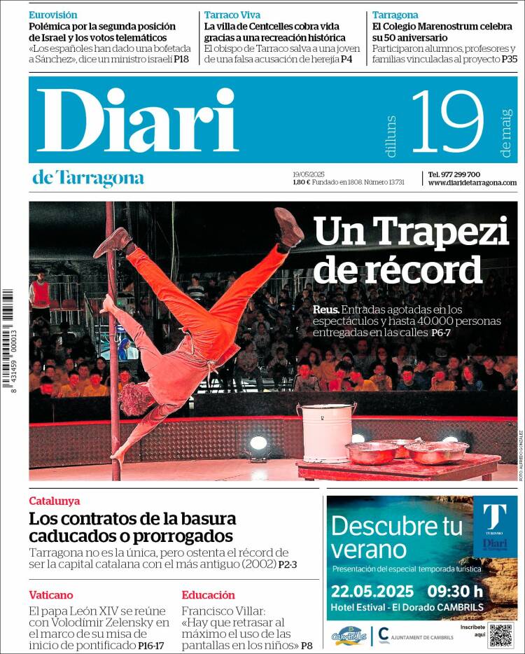 Portada de Diari de Tarragona (España)