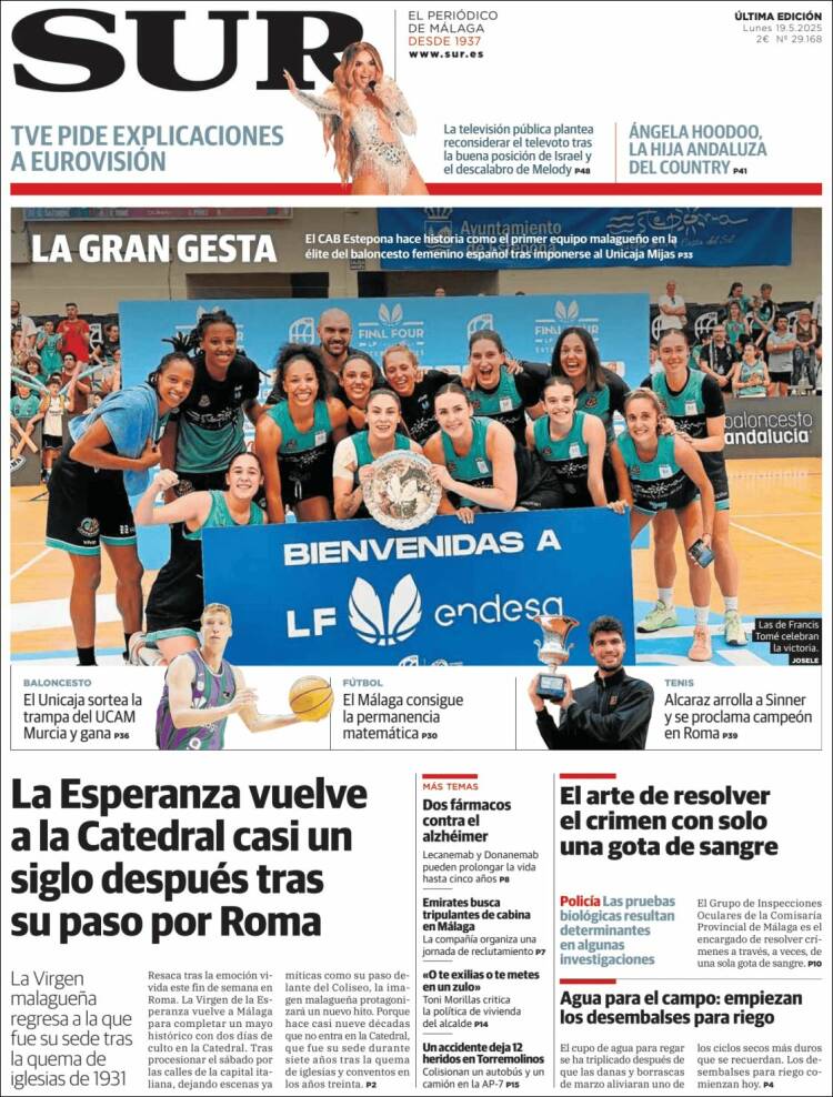 Portada de Diario el Sur (España)