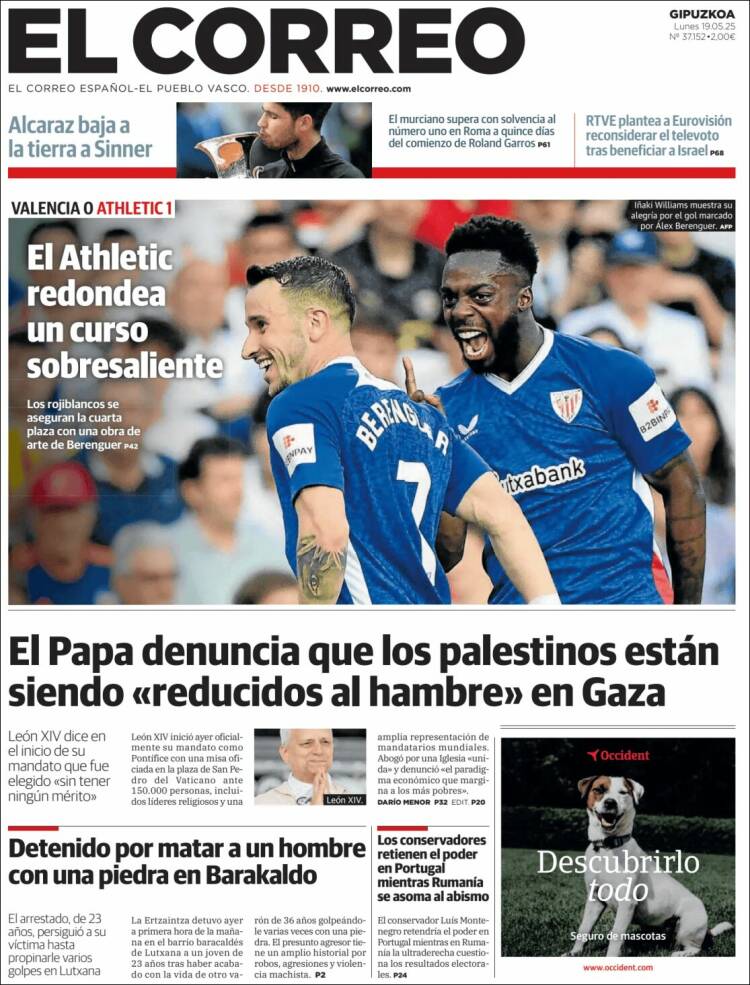 Portada de El Correo - Guipuzcoa (España)