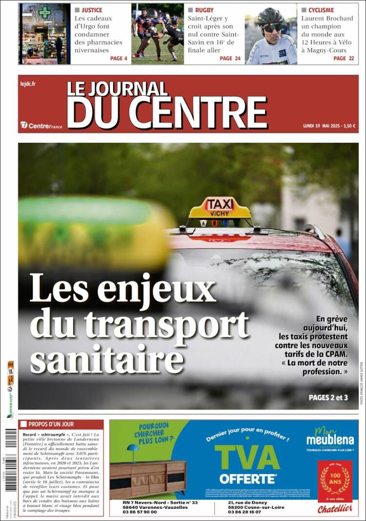 Portada de Le Journal du Centre (Francia)