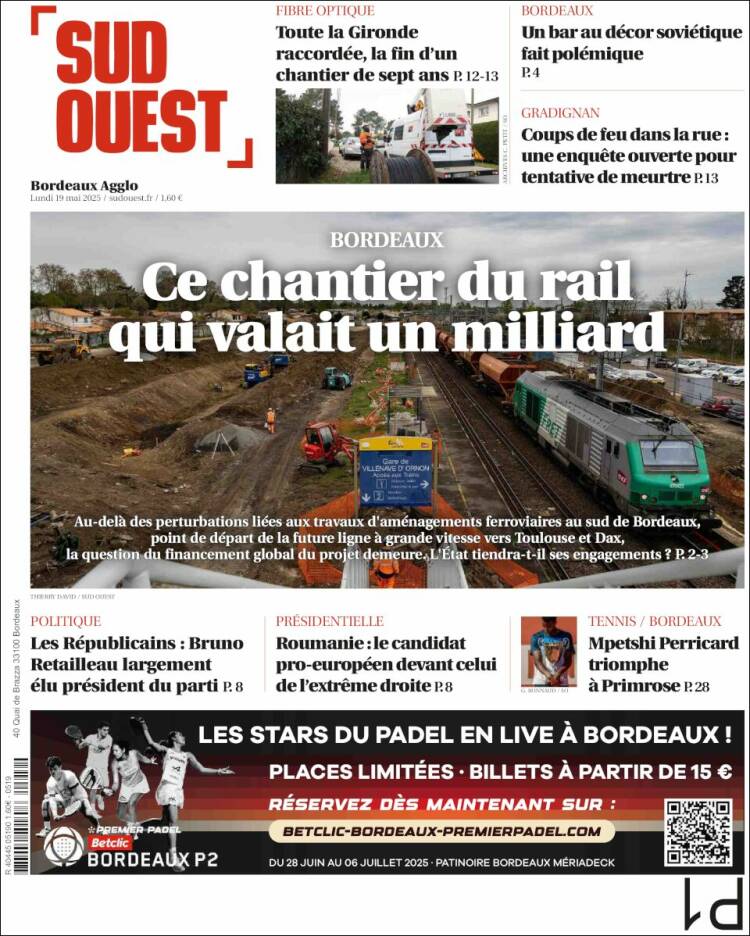 Portada de Sud Ouest (Francia)