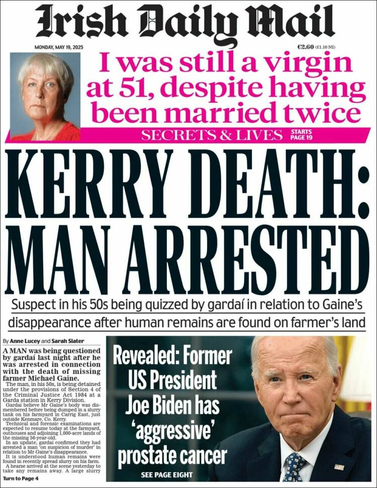 Portada de Irish Daily Mail (Irlande)