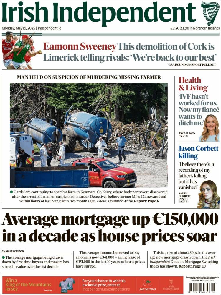 Portada de Irish Independent (Irlande)