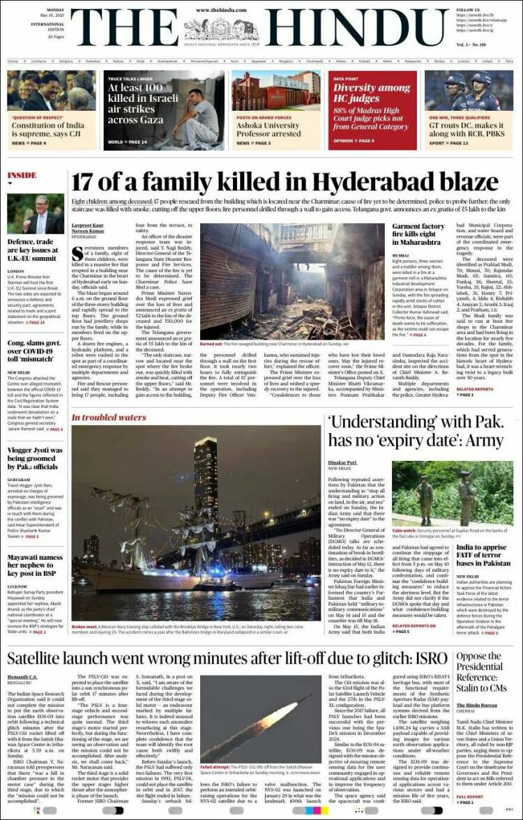 Portada de The Hindu (India)