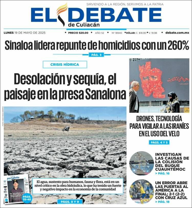 Portada de El Debate de Culiacán (México)