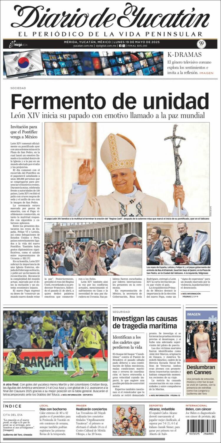 Portada de Diario de Yucatán (México)