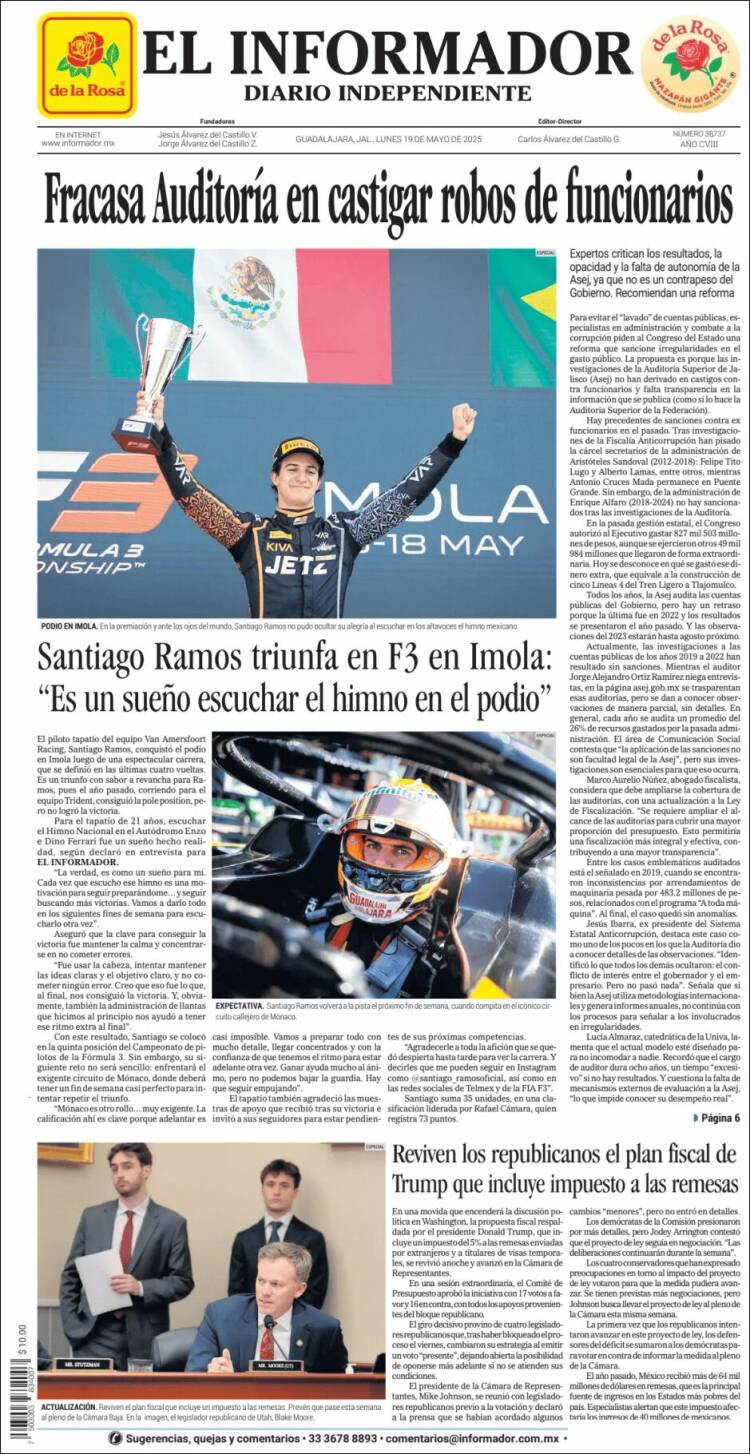 Portada de El Informador (México)