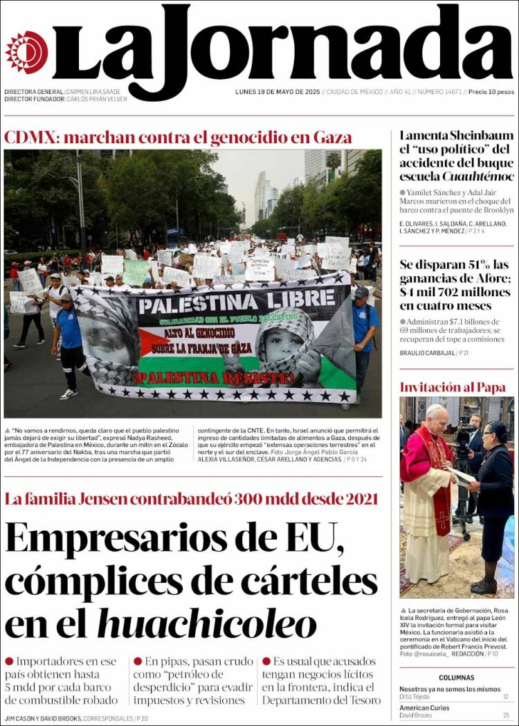Portada de La Jornada (México)