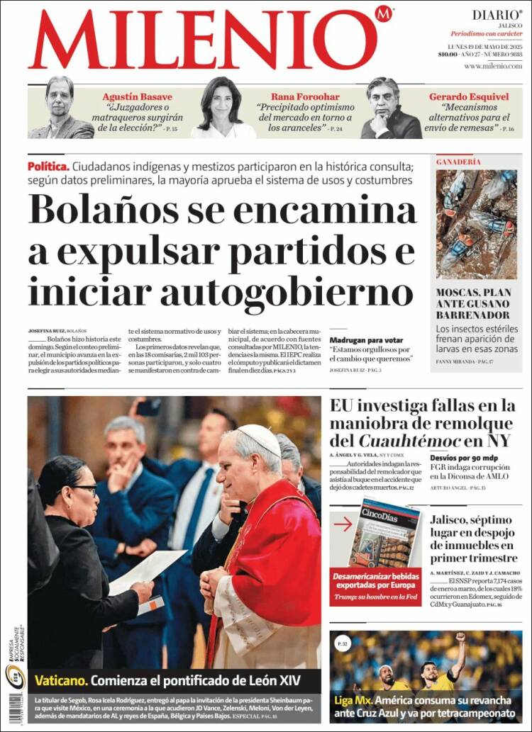 Portada de Milenio - Jalisco (México)