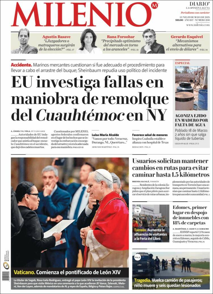 Portada de Milenio - Laguna (México)