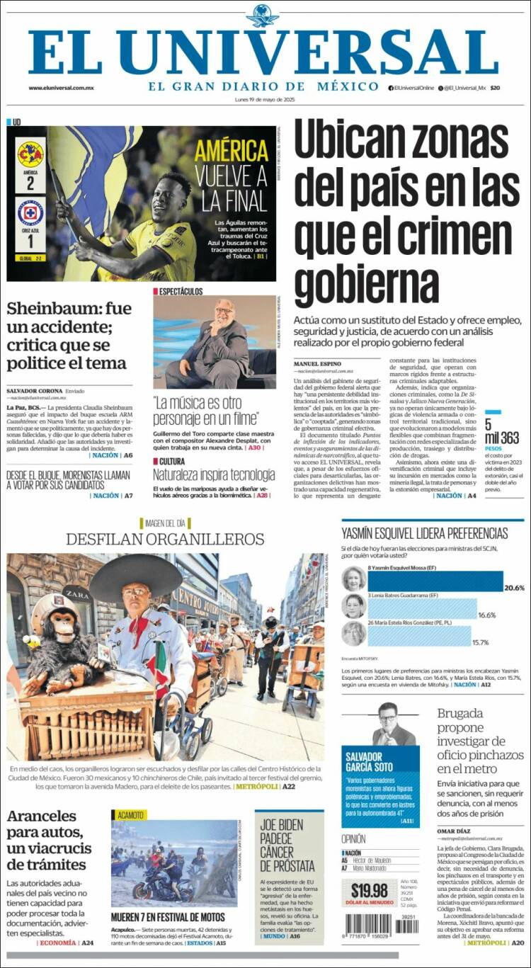Portada de El Universal (México)
