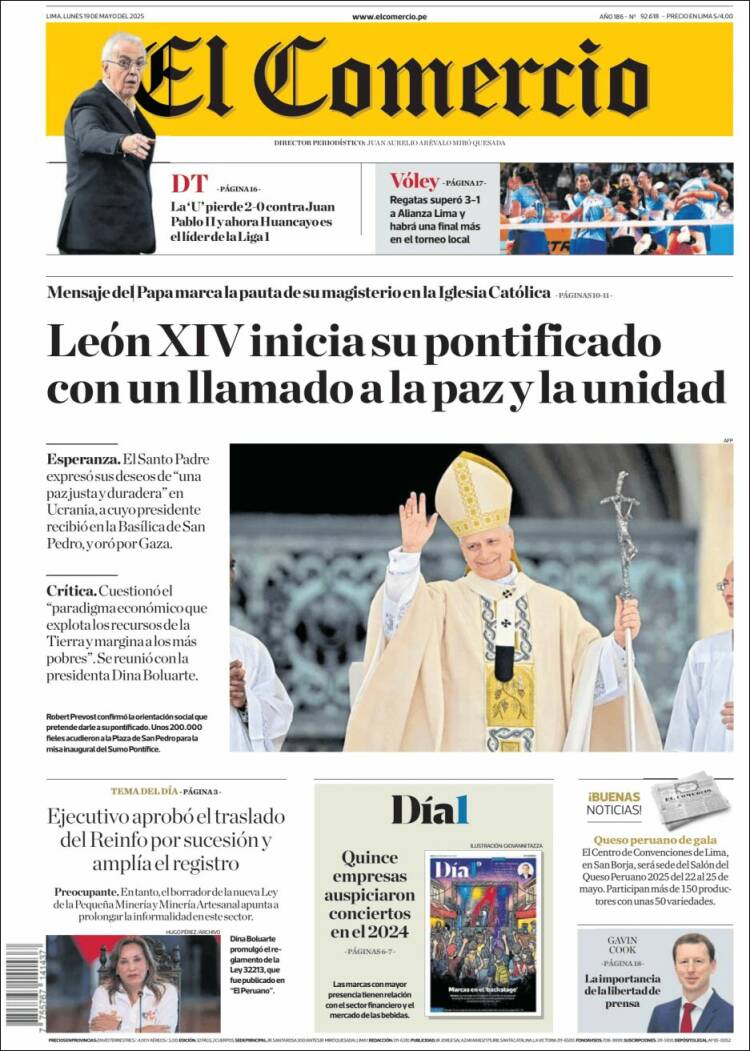 Portada de El Comercio (Pérou)
