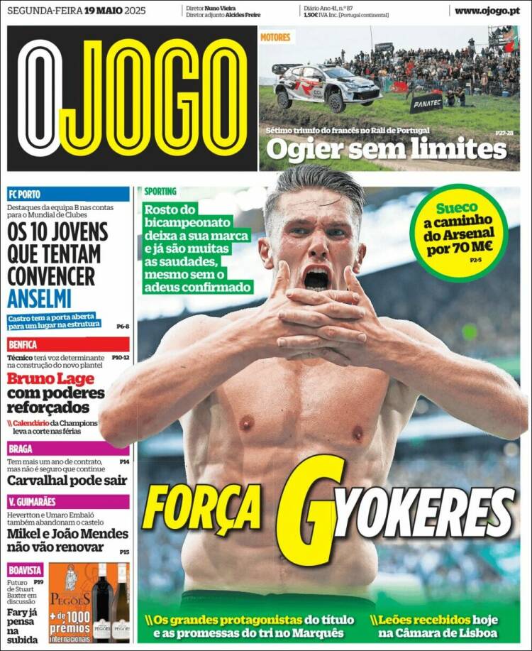 Portada de O Jogo (Portugal)