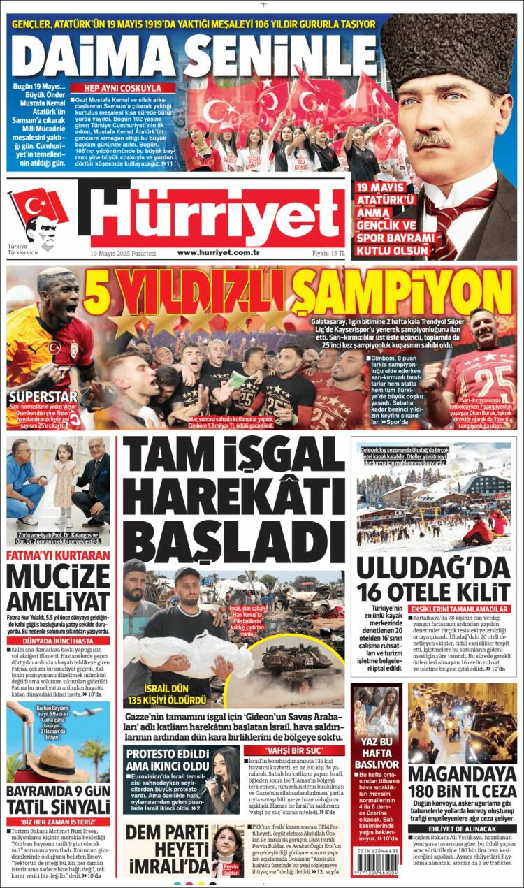 Portada de Hürriyet (Turquie)